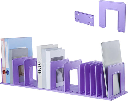 Adjustable Vertical File Sorter Sturdy Plastic Expandable Upright File Holder, Desktop Binder Organizer, School Office File Organizer Bookshelf Divider, Assemble Easily Endlessly, Black