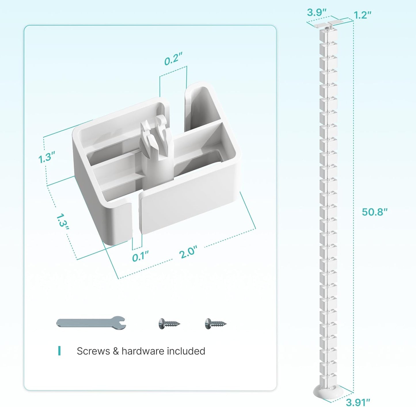 PEGZONE Under Desk Cable Management Spine – Flexible Cable Snake Organizer for Standing Desk, Tool-Free Magnetic Vertebrae Wire Management for 0.4"-2" Table, White
