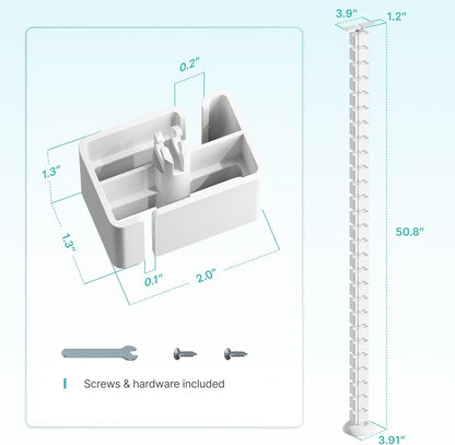 PEGZONE Under Desk Cable Management Spine – Flexible Cable Snake Organizer for Standing Desk, Tool-Free Magnetic Vertebrae Wire Management for 0.4"-2" Table, White