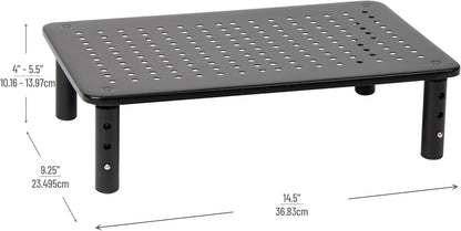 Mind Reader Monitor Stand, Height Adjustable, Ventilated Laptop Riser, Office, Metal, 14.5"L x 9.25"W x 5.5"H, Black