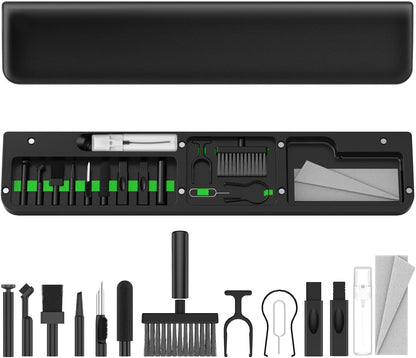 VICHYIE Keyboard Wrist Rest with Cleaner Kit, Wrist Pad for Tenkeyless Keyboard, Typing Pain Relief, Multi-Functional Cleaning Kit for Earbuds, Phones, Desk Accessories for Home & Office (Black)