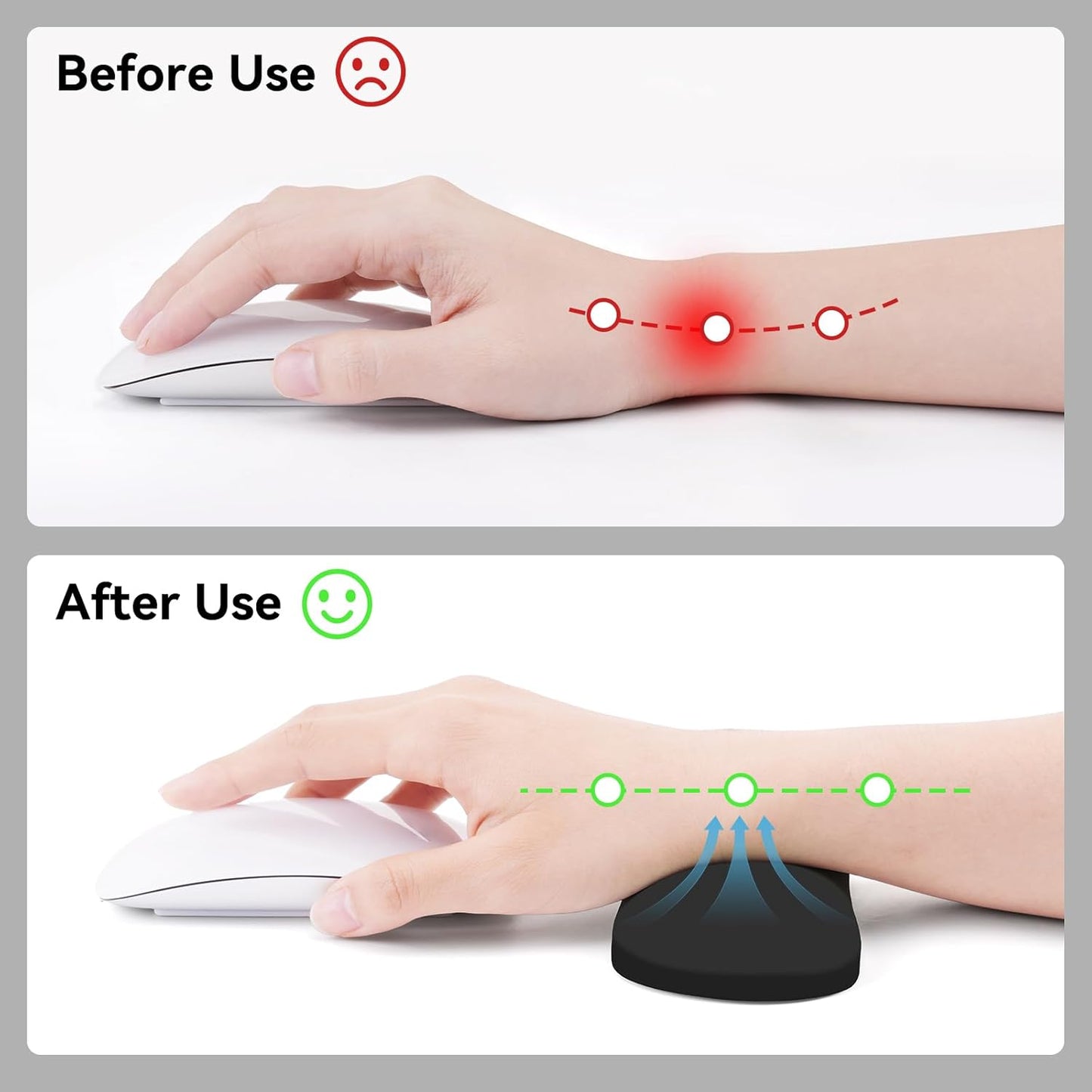 MOSISO Silicone Wrist Rest Pad, Ergonomic Gel Support for Keyboard & Mouse, Soft Comfortable Wrist Cushion for Typing, Gaming, Pain Relief, Office, Laptop Use, Black