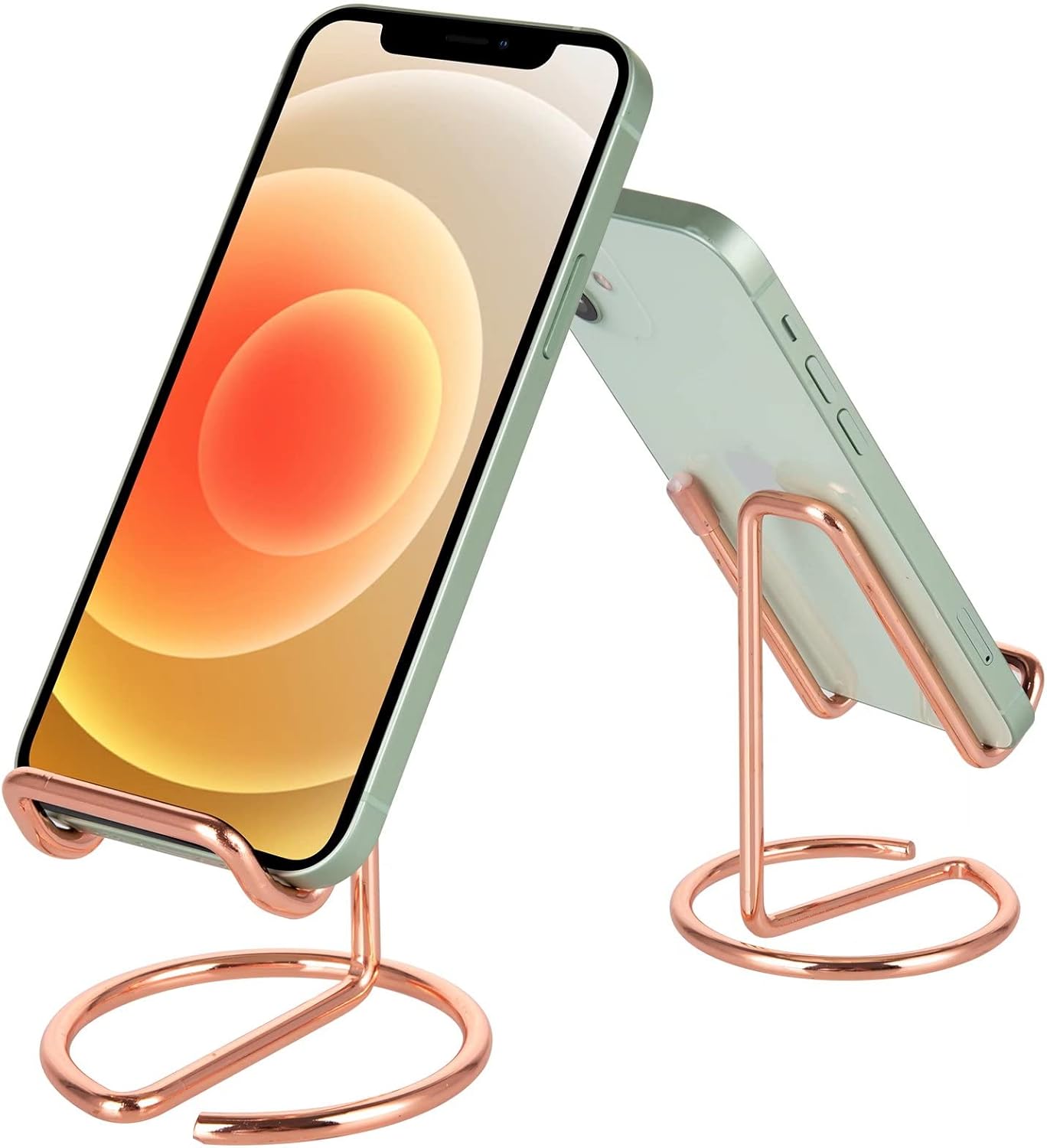 ROPOSY Cell Phone Stand for Desk, Cute Metal Gold Cell Phone Stand Holder Desk Accessories, Compatible with All Mobile Phones, iPhone, iPad
