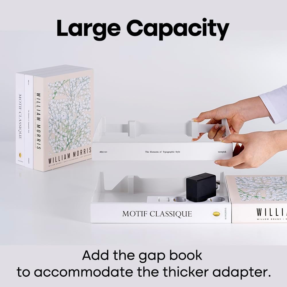 Book Shape Decorative Cable Management Box - Expandable Cable Organizer Box with Magnetic Closure for Home & Office (Blue Coral, Large)
