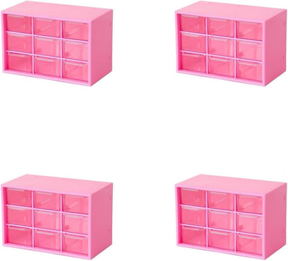 Feadily 4PCS Small Drawer Organizer for Desk, Desktop Drawer Organizer with 9 Clear Drawers, Plastic Desktop Storage Drawers 7.1 Inch x 3 .9 Inch x 4.7 Inch, White