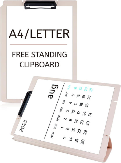 Free Standing Clipboard and Desktop Stand with Adjustable Buckles Easel Back - Foldable Stand and Document Holder for School, Office and Business Use (9.37 x 12.6 inches) (Light Green)