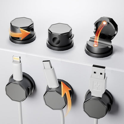 Cord Organizer Holder, 360° Rotatable Magnetic Cable Clips, Strong Adhesive Cable Management Desk Accessories, Adjustable Wire Organizer Hide Cords Neatly for Nightstand/Home/Kitchen/Office/Car