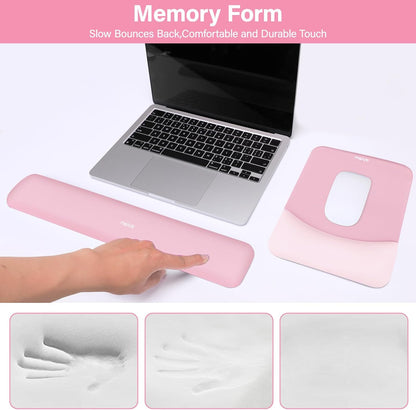 MOSISO Wrist Rest Support for Mouse Pad&Keyboard Set, Rectangular Ergonomic Mousepad Non-Slip Base Home/Office Pain Relief&Easy Typing Pad with Neoprene Cloth&Raised Silicone Lining, Green