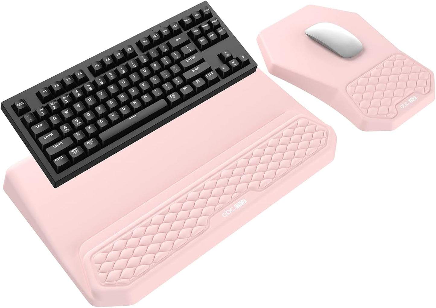 3-in-1 Ergonomic Keyboard Stand with Wrist Rest & Mouse Pad Set, Comfy Keyboard Riser Holder Soft Mousepad with Massage Design, Memory Foam and Non-Slip PU Base for Pain Relief, Black