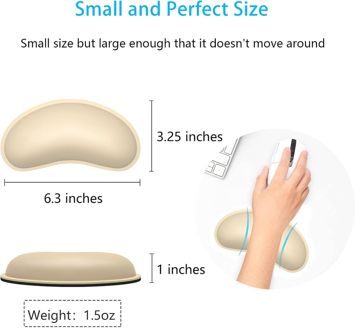 Dapesuom Keyboard Wrist Rest Set, Cute PU Leather Wrist Cushion for Computer Keyboard and Mousepad, Memory Foam Mouse Pad Rests Support with Non-Slip Base for Typing Pain Relief Laptop, Colonial White
