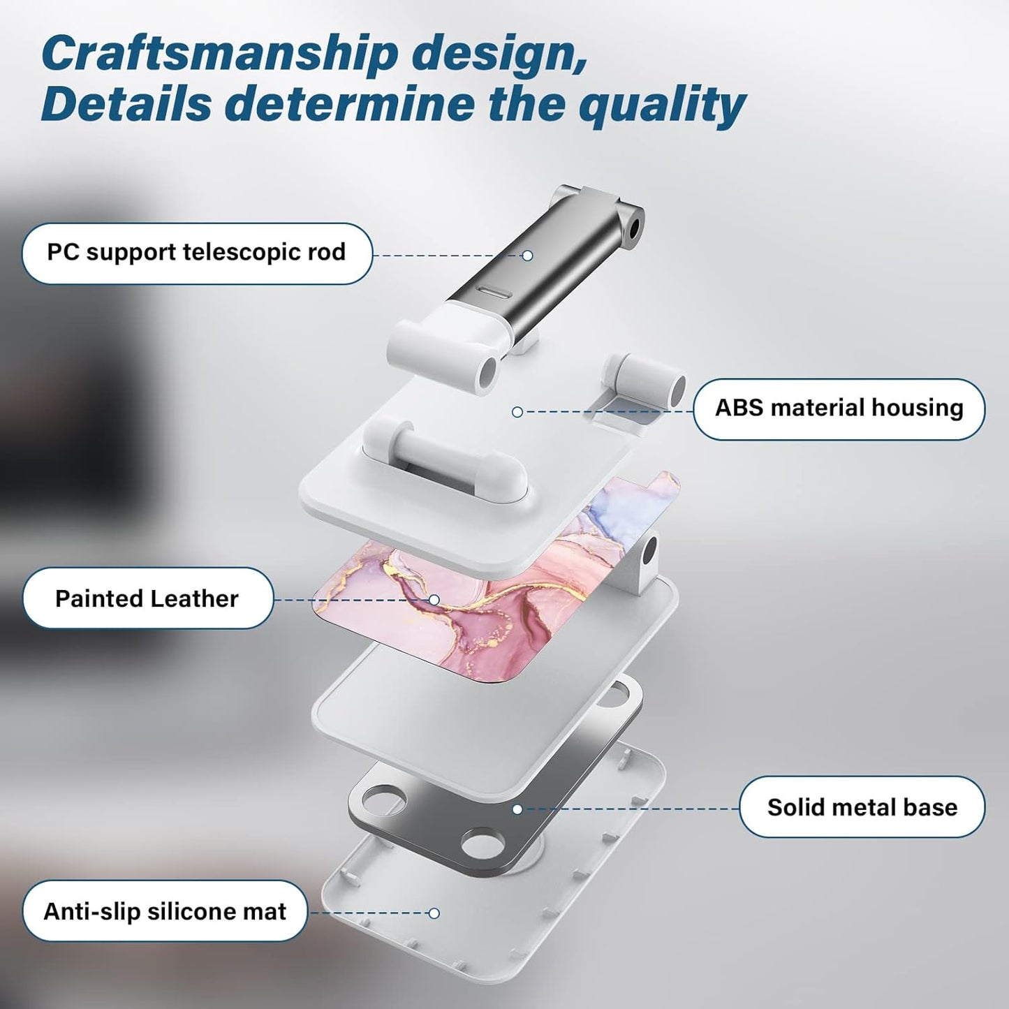 Desk Cell Phone Stand - Adjustable Angle-iPad Holder, Universal Compatible Phone Holder for Desk