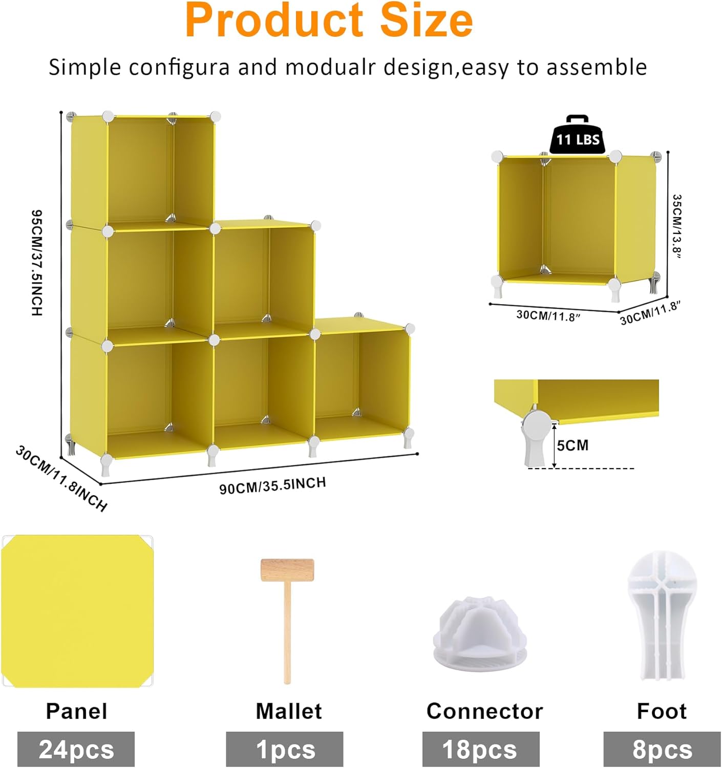 AWTATOS Cube Storage Organizer, Storage Cubes Shelves Bookshelf, 6 Cube Closet Organizers and Storage, DIY Stackable Plastic Clothes Organizer Shelving for Bedroom, Home, White