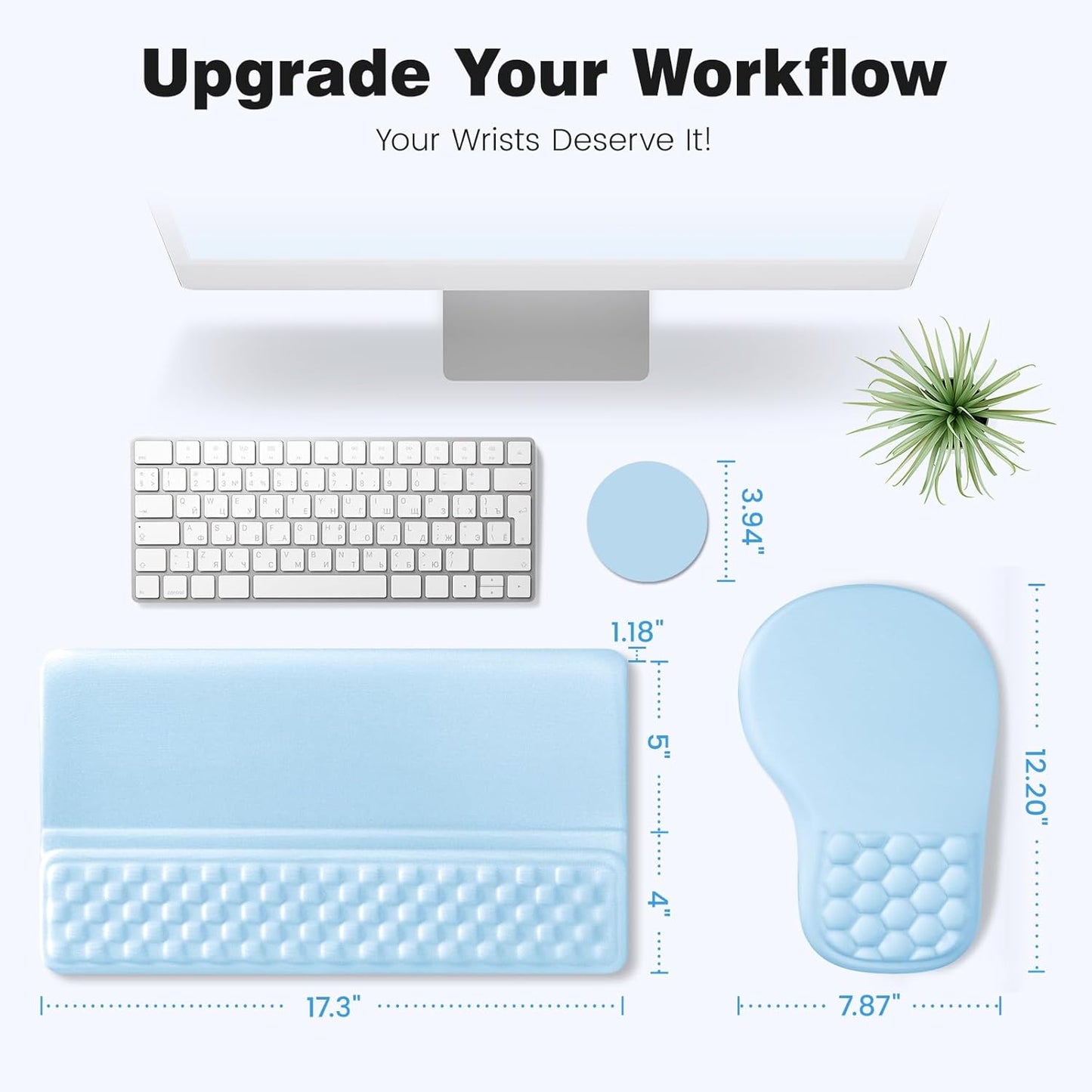 Ospelelf Ergonomic Mouse Pad and Keyboard Stand Wrist Rest Set, Memory Foam Comfort, Pain Relief for Typing, Office Desk Accessories, Moonlit Blossoms