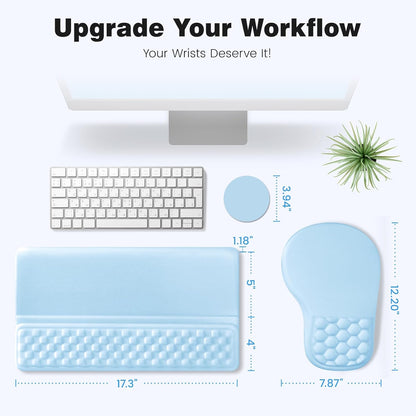 Ospelelf Ergonomic Mouse Pad and Keyboard Stand Wrist Rest Set, Memory Foam Comfort, Pain Relief for Typing, Office Desk Accessories, Moonlit Blossoms