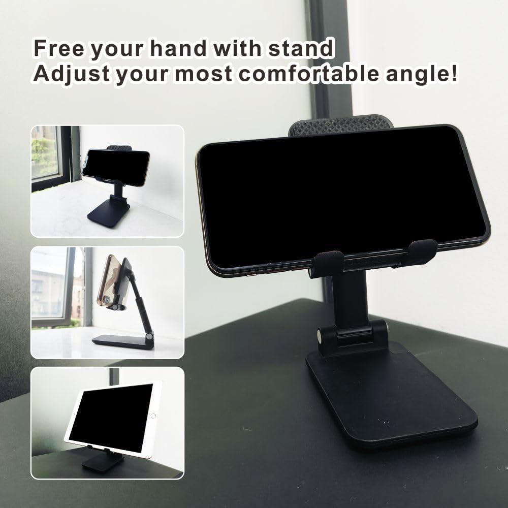 Adjustable Cell Phone Stand,Phone Stand,Mobile Phone Holder,iPhone Holder for Desk,Cell Phone Holder Portable Cellphone Cradle Desktop Dock Stand for Smart Phones,iPad Tablet and E-Reader