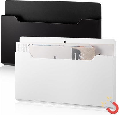 Feifeiya 2 Pcs Magnetic File Folder Wall Hanging Holder Large Pocket Paper Magazine Mail Organizer for Refrigerator Classroom Locker Whiteboard(Vertical,Purple Color,12.2 x 9.4 Inches)