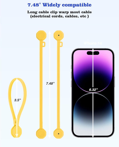 8PCS Silicone Magnetic Cable Ties & Clips, Cord Organizer [1S] Management Reusable Magnet Cable Organizer, Phone Cord Holder for Organizing, Bookmark Whiteboard Fridge Magnets etc