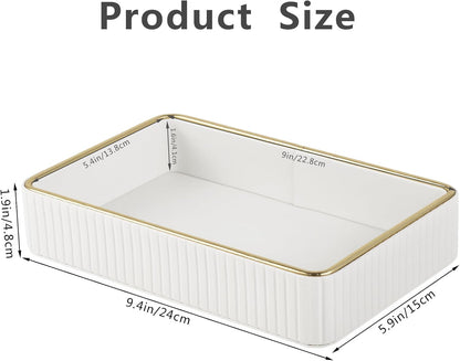 PU Leather Valet Tray,Desk Organizer Tray Nightstand Organizer Trinket Dish Storage Key Bowl Decorative Trays for Phone Wallet Jewelry Watch,Bathroom Bedroom Perfume Vanity Trays,Cream White
