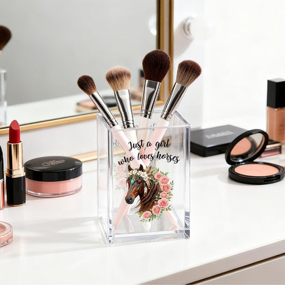 Just Breathe Acrylic Cosmetic Organizer Pen Holder, Anxiety Relaxing Acrylic Desk Holder Cup for Pen Pencil, Dandelion Desk Organizer, Mental Health Office Gifts for Coworker Leader Friend