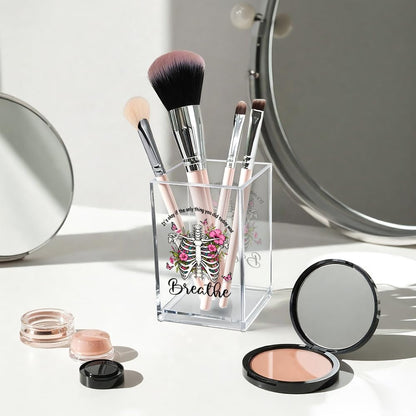 Just Breathe Acrylic Cosmetic Pencil Pen Holder Cup, Hope Inspirational Makeup Brush Organizer Holder, Women Faith Gifts, Encouragement Gifts for Women Mom Daughter Sister Friend Yoga Teacher