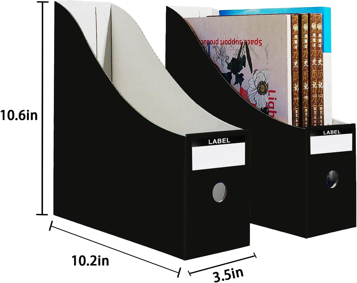 Limitliho Magazine File Folder Holder for Desk, Book Bins for Classroom Library,Office,Home, 10.6" H x 10.2" L x 3.5" W in Cardboard Paper Organizer (Six color, 6 Pack)