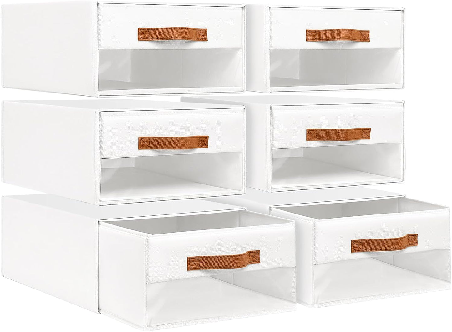 DIMJ Closet Organizers and Storage - Fabric Bins with Drawers for Closet Foldable Clothes Organizers with Clear Window, Stackable Storage Drawers Units for Bedroom, Living Room, 4-Pack, Grey