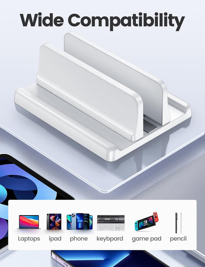 Vaydeer Vertical Laptop Stand Holder Organizer Plastic Adjustable Desktop Notebook Dock Space-Saving 3 in 1 for All MacBook Pro Air,Mac,HP,Dell,Microsoft Surface,Lenovo,up to 17.3 inches (Black)