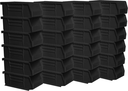 Akro-Mils 30220 AkroBins Plastic Storage Bins, Space-Saving Stackable Bins for Garage, Pantry, Craft Organization, 7" x 4" x 3", Yellow, 24-Pack
