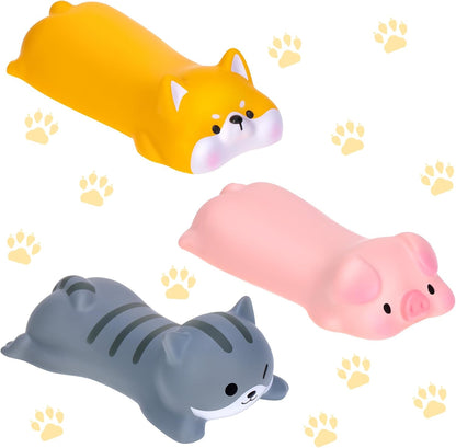 3 Pcs Cute Wrist Rest Support for Mouse Keyboard Computer Kawaii Mouse Pad Cat Pig Dog Animal Design Computer Arm Rest Cushion Mat for Laptop Desk Office Supplies