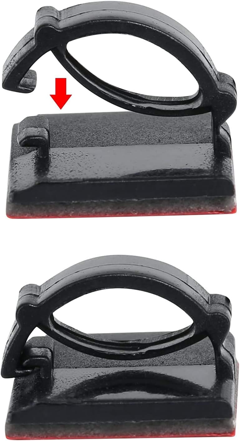 Cable Clips Adhesive Cord Organizer, Management 3M Cable Ties Wire Clips Organizer Cable Clamp Holders for Desk Car Tables PC Laptop TV Home Office Walls (0.75"x0.6", 30pcs, Black)
