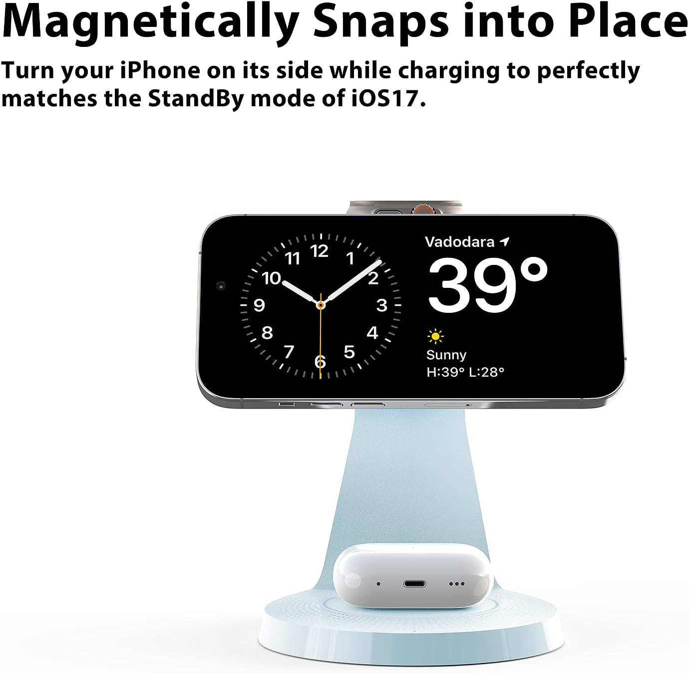 3 in 1 Charging Station for Apple Devices,Mag-Safe Charger Stand Fast Charging,Wireless Charger for iPhone 16/15/14/13/12 Series,& AirPods,& iWatch(USB-C Charger Included)