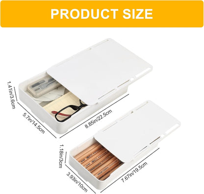 2pcs Under Desk Drawers - Self-Adhesive Hidden Undermount, Slide-Out Storage Organizer for Office & Home (S+L Size)