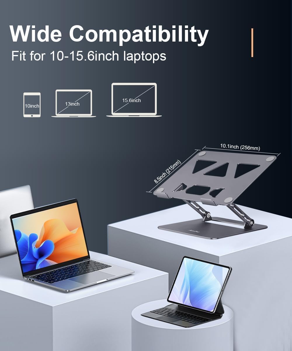 Aoviho Adjustable Laptop Stand for Desk,Portable Laptop Stand Holder and Riser,Foldable Aluminum Notebook Computer Stands for MacBook Air Pro HP Lenovo Dell Samsung Chromebook, 10-15.6 inch, Purple