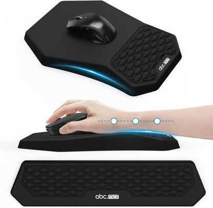 Ergonomic Mouse Pad and Keyboard Wrist Rest Support Set, Massage Design Mousepad for Carpal Tunnel Pain Relief, Memory Foam, Non-Slip PU Base for Computer Desk, Baby Blue