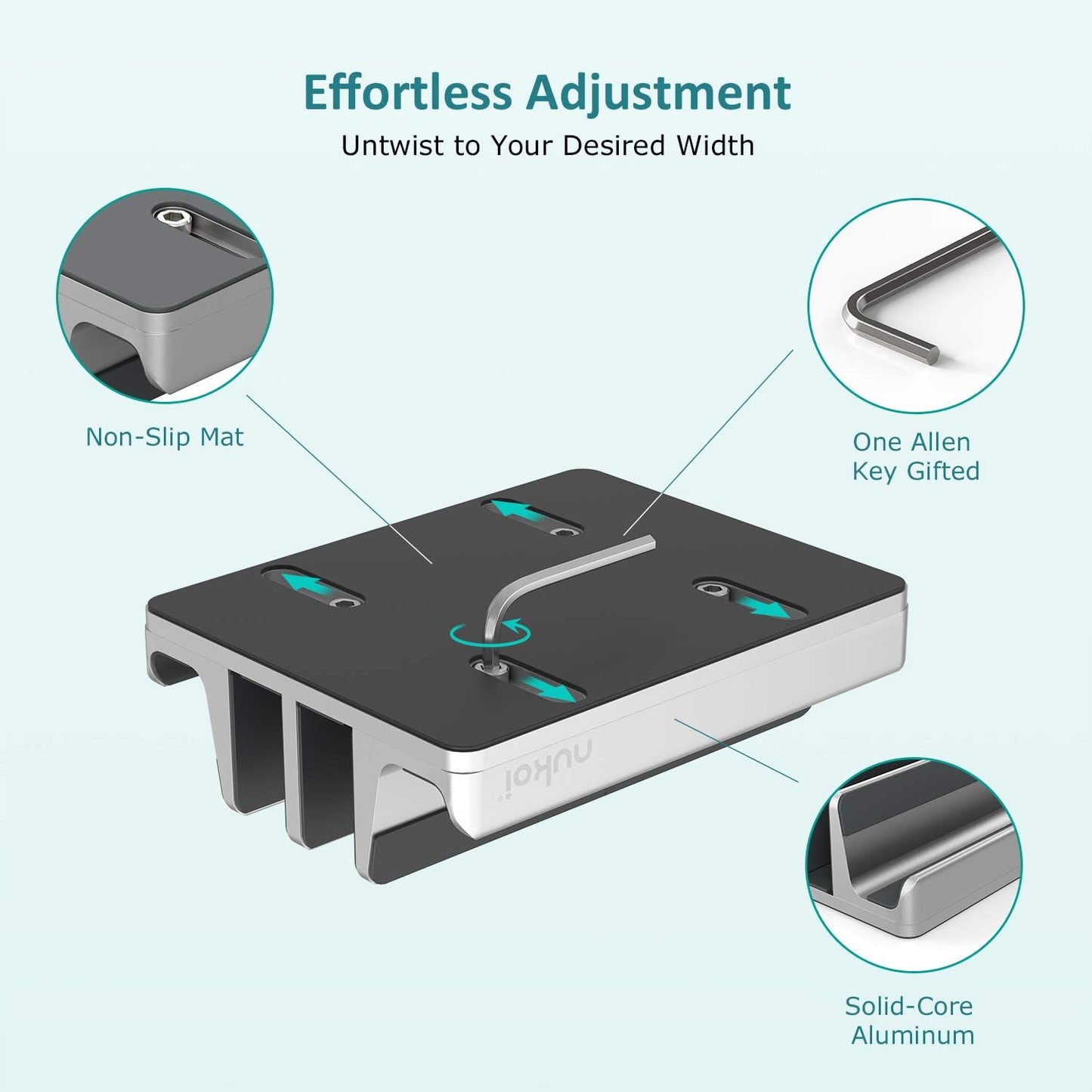 Vertical Laptop Stand - SPACEMax Adjustable GRIPLock Anti-Tip Silicone 4 Slots Aluminum Desktop Holder - Double Dock Stand - 2 Phone Slots Fits Up to 17.3” Laptops, Tablets, Phones - Black