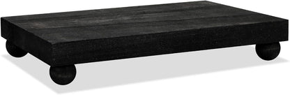 Amyhill Wood Pedestal Stand Kitchen Soap Tray Farmhouse Wooden Riser Stand for Kitchen Bathroom Counter Table Decor Plant Candle Vases Display(Classic,Black,9 x 6 Inch)
