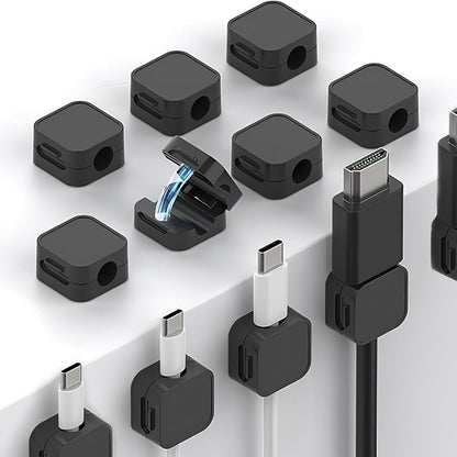 12 Pack Magnetic Cable Clips, Desk Cable Management Clips, Cord Organizer for Home Office Desk Phone Car Wall Desktop Nightstand -Black