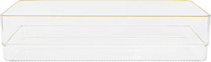 Martha Stewart Kerry Plastic Stackable Office Desk Drawer Organizers, 6" x 3", 6 Pack, with Gold Trim