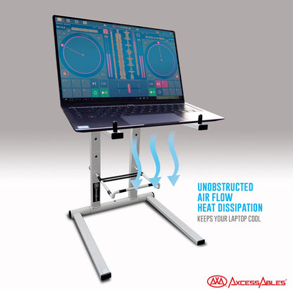AXA AXCESSABLES DJ Laptop Stand with Travel Bag | Portable Foldable Aluminum Laptop Stand for Laptops up to 15 inches and 20lbs | No Assembly Required, Includes Carrying Bag