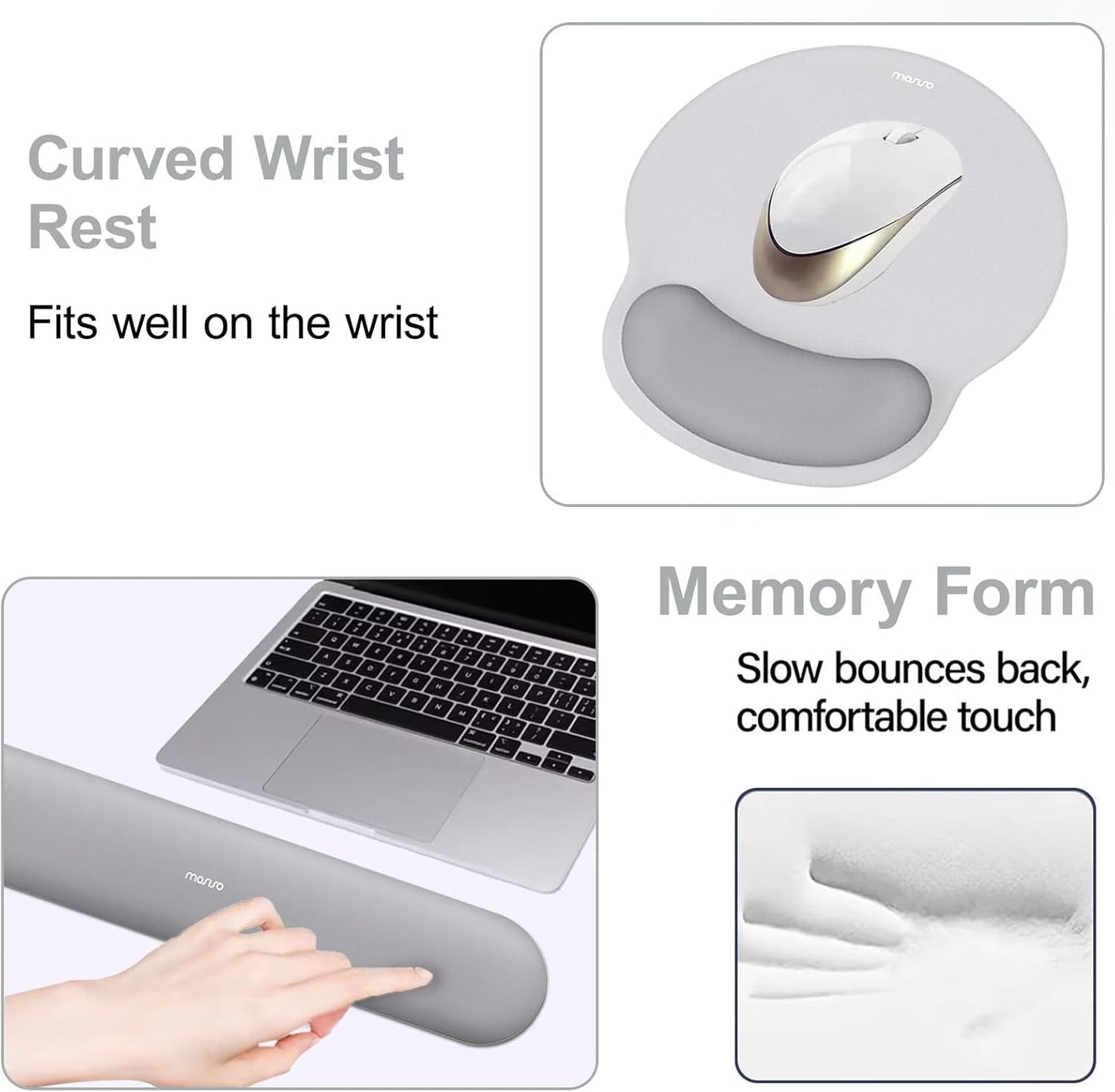 MOSISO Wrist Rest Support for Mouse Pad&Keyboard Set, Circle Curved Ergonomic Mousepad&Coaster Non-Slip Base Home/Office Pain Relief&Easy Typing Pad with Soft Cloth&Silicone Lining, Antique Green