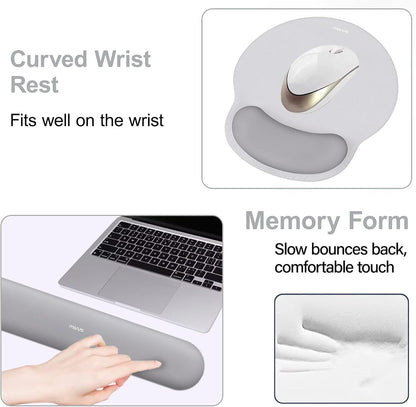 MOSISO Wrist Rest Support for Mouse Pad&Keyboard Set, Circle Curved Ergonomic Mousepad&Coaster Non-Slip Base Home/Office Pain Relief&Easy Typing Pad with Soft Cloth&Silicone Lining, Antique Green