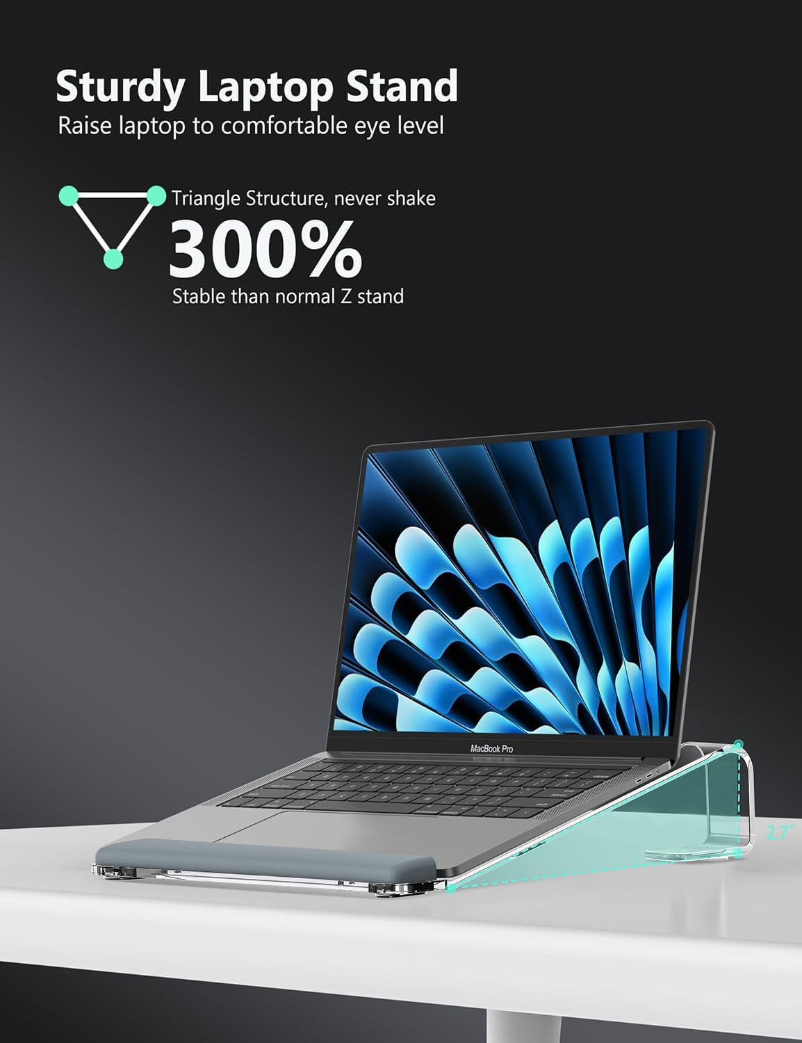 JCZT Aluminum Laptop Stand, Notebook Stand with Wrist Rest, Ergonomic Detachable Laptop Mount, Computer Stand Compatible with 10-17'' All Laptops Such as MacBook Air Pro/HP/Dell/Lenovo, Gold
