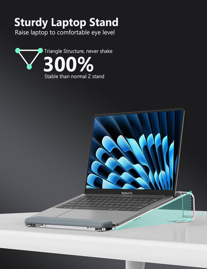 JCZT Aluminum Laptop Stand, Notebook Stand with Wrist Rest, Ergonomic Detachable Laptop Mount, Computer Stand Compatible with 10-17'' All Laptops Such as MacBook Air Pro/HP/Dell/Lenovo, Gold
