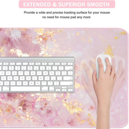 4-in-1 Large Mouse Pad, Keyboard Wrist Rest Pad & Wrist Support Mousepad Set, Extended Desk Pad Waterproof Desk Mat for Home Office Study Game