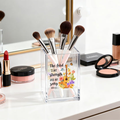 Just Breathe Acrylic Cosmetic Organizer Pen Holder, Anxiety Relaxing Acrylic Desk Holder Cup for Pen Pencil, Dandelion Desk Organizer, Mental Health Office Gifts for Coworker Leader Friend
