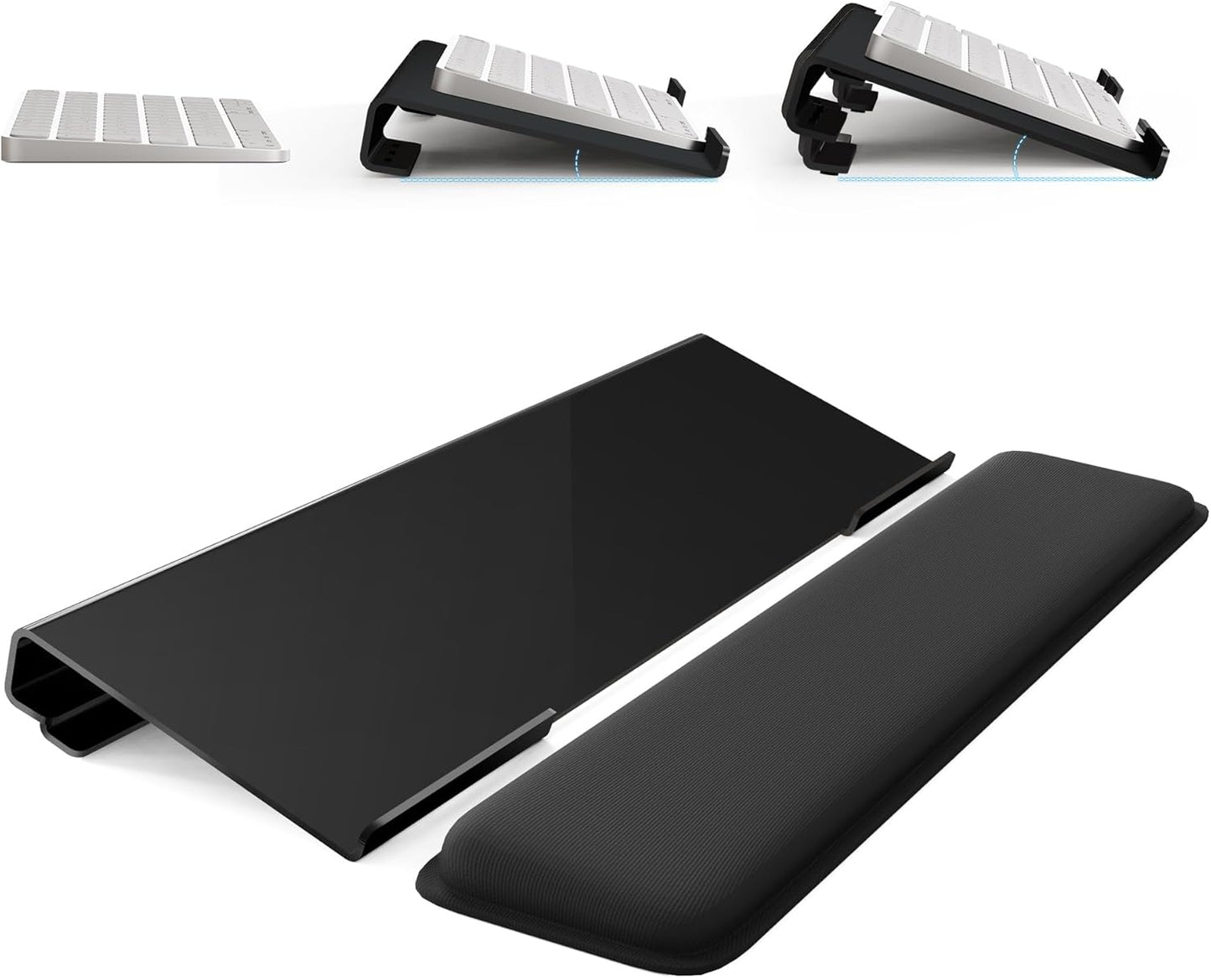 Laborio Computer Keyboard Stand for Desktop, 2-Level Height Adjustment Keyboard Wrist Rest, Non-Slip Key Board Riser Pad for Office, Gaming, and Home Desks
