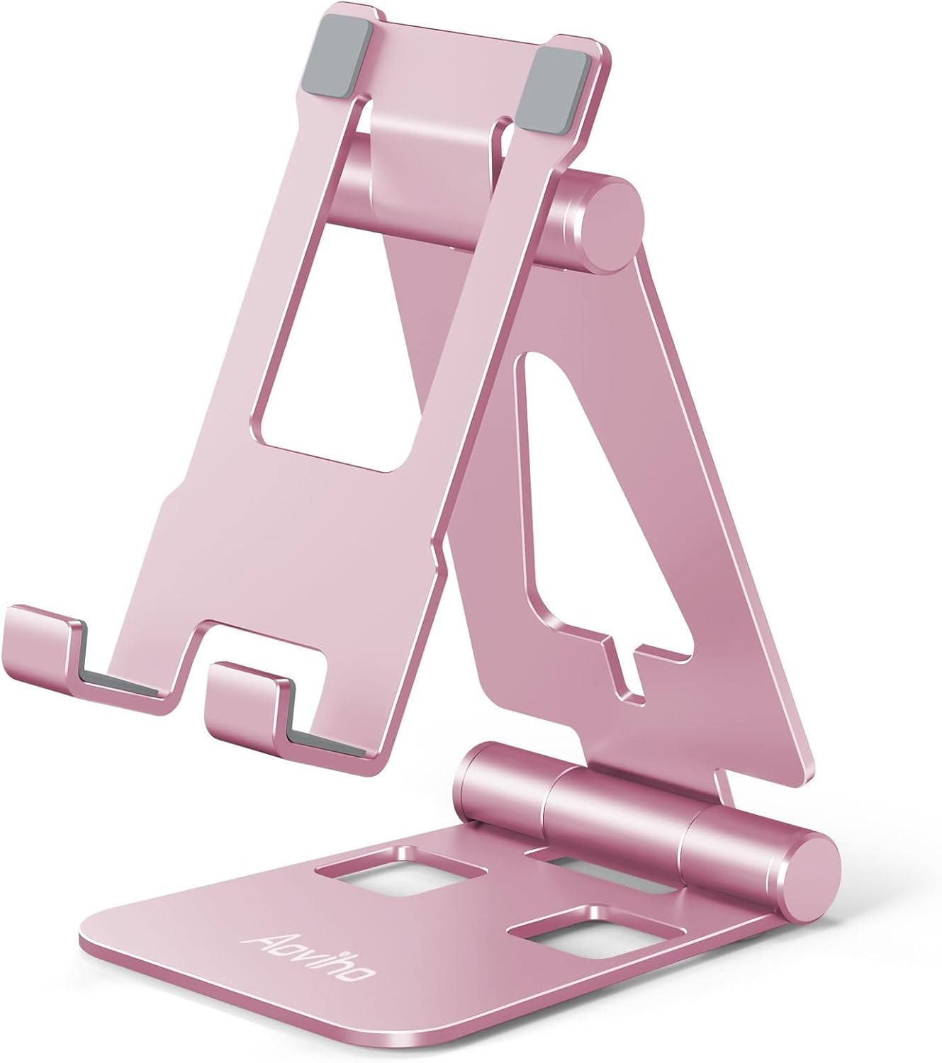 Aoviho Cell Phone Stand for Desk, Adjustable Desktop Phone Holder Stand, Foldable Moblie Phone Dock for iPhone17 16 15 14 13 12 11 Pro Xs Max Xr X 8 7 6 5 5s SE Nintendo Switch All Phones, Pink