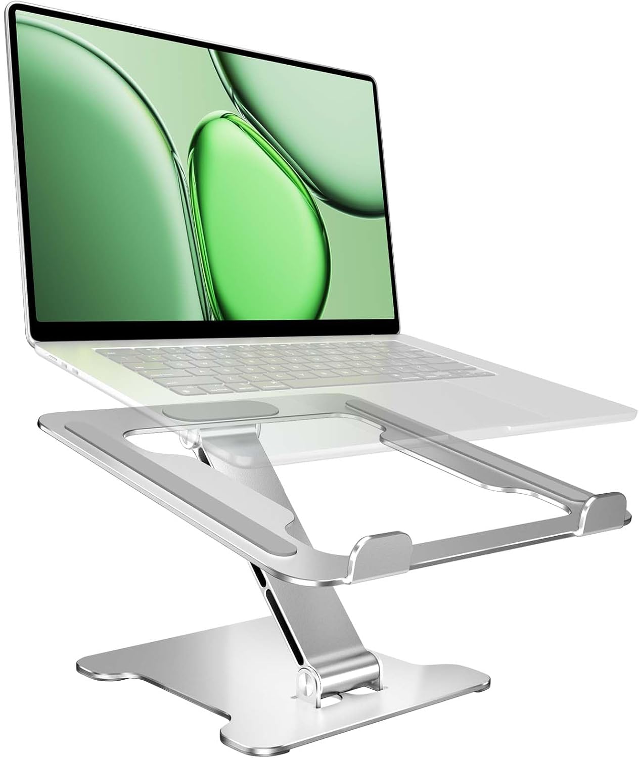 LRLKFX Laptop Stand Portable Foldable Aluminum Laptop Riser Height Adjustable Ergonomic Holder for Desk Compatible with MacBook Air Pro, Dell, HP, Lenovo & More 10-15.6" - Silver