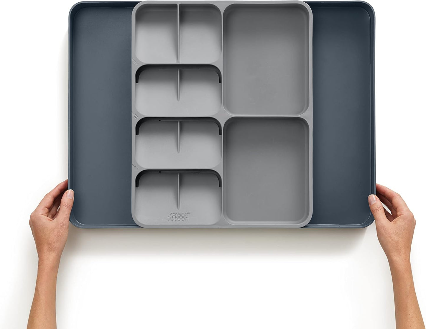 Joseph Joseph DrawerStore Compact Utensil Organizer For Kitchen Drawer Silverware, Flatware Tray, Small, Grey