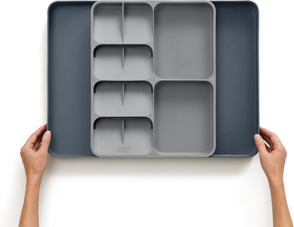 Joseph Joseph DrawerStore Compact Utensil Organizer For Kitchen Drawer Silverware, Flatware Tray, Small, Grey